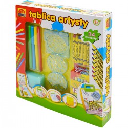 438228 ZESTAW ARTYSTYCZNY TABLICA ARTYSTY KREDKI SZBALONY
