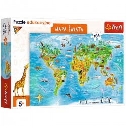 15557 TREFL TREFL PUZZLE 104 EL. MAPA ŚWIATA