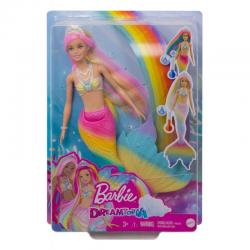 GTF89 LALKA BARBIE MAGICZNA TĘCZOWA SYRENKA