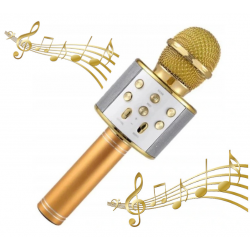 112198 MIKROFON KARAOKE Z NAGRYWANIEM USB ZŁOTY