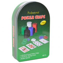 490017 ZESTAW DO GRY W POKERA ŻETONY KARTY PODKŁADKA