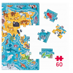 491927 CZUCZU PUZZLE PUZZLOVE MAPA ŚWIATA ZWIERZĘTA