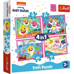 34378 TREFL PUZZLE RODZINA REKINÓW BABY SHARK  4W1