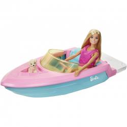 GRG30 BARBIE MOTORÓWKA ŁÓDKA ŁÓDŹ + AKCESORIA