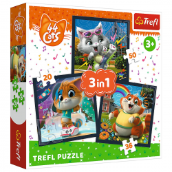 34865 TREFL PUZZLE POZNAJ UROCZE KOCIAKI 44 CATS 3W1