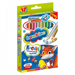 000249 BAMBINO KREDKI TRÓJKĄTNE 12 KOLORÓW DREWNIANE + TEMPERÓWKA