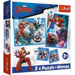 93333 TREFL PUZZLE MARVEL BOHATEROWIE W AKCJI 2W1 + GRA MEMOS