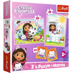 93382 TREFL PUZZLE GABI Z KOCIM PRZYJACIELEM 2W1 + GRA MEMOS