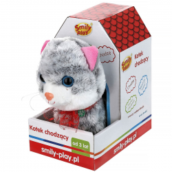 839154 INTERAKTYWNY CHODZĄCY KOTEK W BUDZIE SZARY