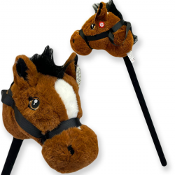 168153 PLUSZOWA GŁOWA KONIA KOŃ NA KIJU 2 KOLORY 70CM