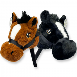 168153 PLUSZOWA GŁOWA KONIA KOŃ NA KIJU 2 KOLORY 70CM