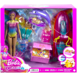 HBW90 LALKA BARBIE I SKUTER WODNY DELFINY DREAMTOPIA