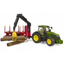 03154 BRUDER TRAKTOR JOHN DEERE Z PRZYCZEPĄ LEŚNĄ