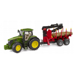03154 BRUDER TRAKTOR JOHN DEERE Z PRZYCZEPĄ LEŚNĄ