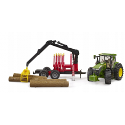03154 BRUDER TRAKTOR JOHN DEERE Z PRZYCZEPĄ LEŚNĄ