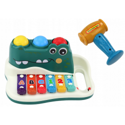 005605 CYMBAŁKI ORGANKI PIANINKO KROKODYL + MŁOTEK