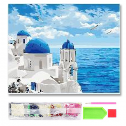 082879 DIAMENTOWA MOZAIKA 40x30 GRECKIE MIASTECZKO MORSKIE