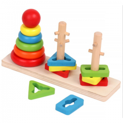 899353 PIRAMIDKA DREWNIANA UKŁADANKA 3 WIEŻE MONTESSORI SORTER