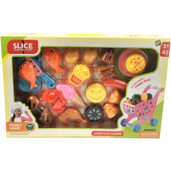 696403 ZESTAW KUCHENNY PRODUKTY SPOŻYWCZE +WÓZEK SKLEPOWY ZAKUPY