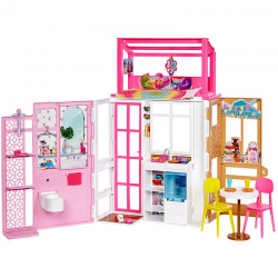 HCD48 BARBIE DOMEK DLA LALEK KOMPKATOWY ROZKŁADANY + LALKA