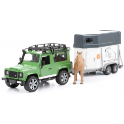 02592 BRUDER POJAZD LAND ROVER Z PRZYCZEPĄ DO PRZEWOZU KONI
