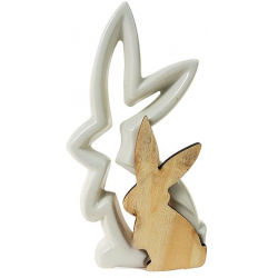 359260 OZDOBA ZAJĄCZEK KRÓLICZEK WIELKANOC CERAMIKA DREWNO