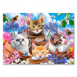 8013524 CASTORLAND PUZZLE 120 ELEMENTÓW KOTKI W KWIATACH