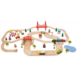 BJT021 KOLEJKA DREWNIANA GÓRSKA TORY MOST 80 ELEMENTÓW