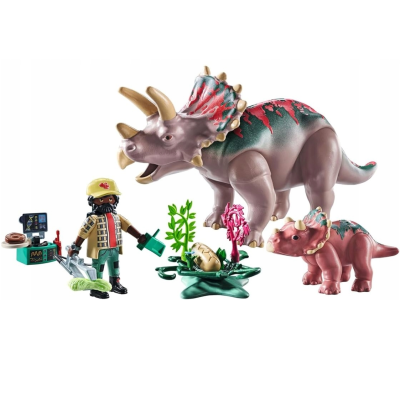 071821 PLAYMOBIL TRICERATOPS Z MŁODYM DINOZAUREM DINOS