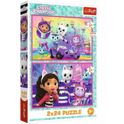 34433 TREFL PUZZLE KOCI DOMEK GABI ZABAWY Z GABBY 2 X 24 EL