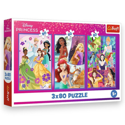 34884 TREFL PUZZLE KSIĘŻNICZKI DISNEY PRZYJACIÓŁKI 3 X 80 EL