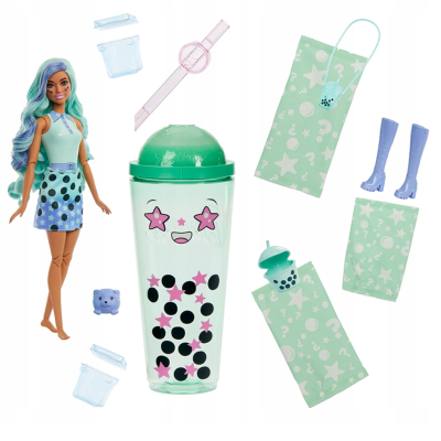 HTJ21 BARBIE POP REVAL BUBBLE TEA PACHNĄCA LALKA ZIELONA HERBATA