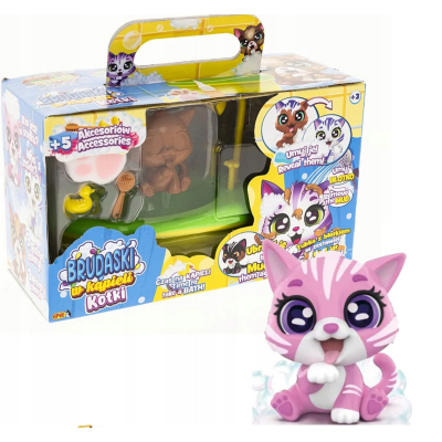 603579 BRUDASKI W KĄPIELI KOTKI W WANNIE KOTEK RÓZIA ŁAZIENKA EPEE