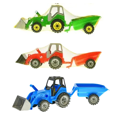 091 POJAZD TRAKTOR Z ŁADOWARKĄ I PRZYCZEPĄ RÓŻNE KOLORY 68CM