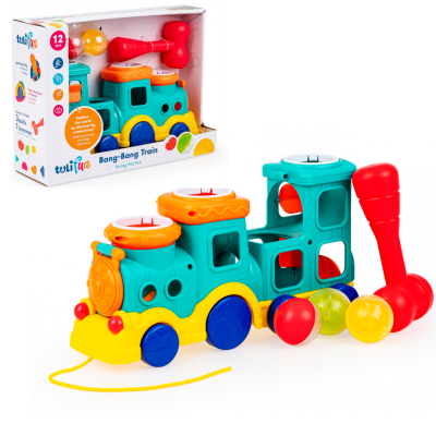 30132 DUMEL POCIĄG DO CIĄGNIĘCIA CIUCHCIA PUK PUK PIŁECZKI + MŁOTEK