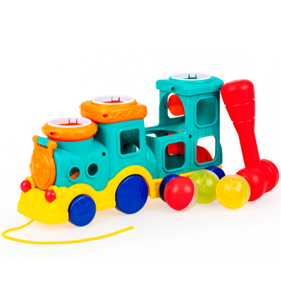 30132 DUMEL POCIĄG DO CIĄGNIĘCIA CIUCHCIA PUK PUK PIŁECZKI + MŁOTEK