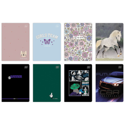 175144 ZESZYT A5 W LINIĘ TRZYLINIA KOLOROWA 16 MIX WZORÓW INTERDRUK