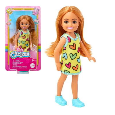 HNY57 BARBIE LALKA CHELSEA W SUKIENCE W SERDUSZKA JASNE WŁOSY