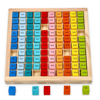 512795 DREWNIANA TABLICZKA MNOŻENIA KOSTKI NAUKA LICZENIA