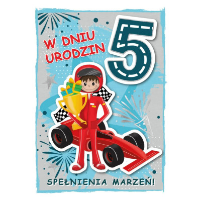 792346 KARTKA KARNET B6 URODZINY 5 FORMUŁA ŻYCZENIA