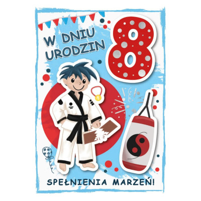 792483 KARTKA KARNET B6 URODZINY 8 KARATE ŻYCZENIA