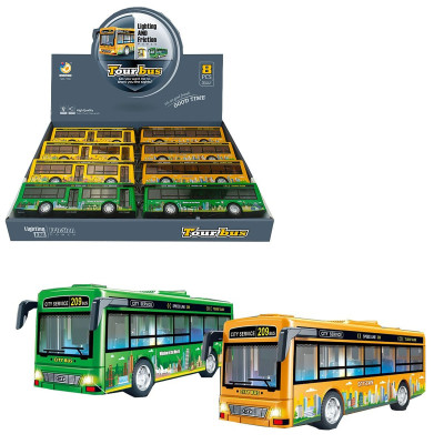 469683 POJAZD AUTOBUS Z DŹWIĘKIEM RÓŻNE KOLORY 20 CM