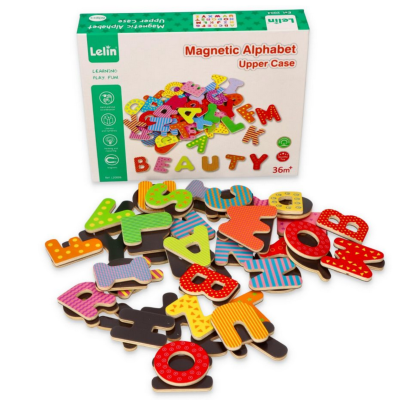 520006 LITERKI MAGNETYCZNE DREWNIANE ALFABET 60 EL