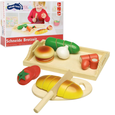 017284 ZESTAW DREWNIANY ŚNIADANIE WARZYWA JEDZENIE DO KROJENIA