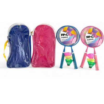 466408 ZESTAW DO BADMINTONA 2 RAKIETKI POKROWIEC + LOTKI 2 KOLORY 45CM