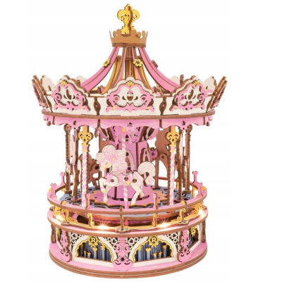 117196 DREWNIANE PUZZLE 3D POZYTYWKA LED KARUZELA 336 EL