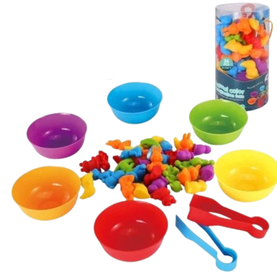 446085 KOLOROWE ZWIERZĄTKA DO NAUKI KOLORÓW I LICZENIA MONTESSORI