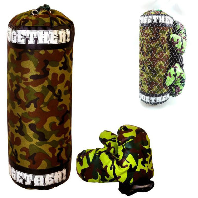 458519 ZESTAW WOREK BOKSERSKI + RĘKAWICE MORO WOJSKO 43 cm