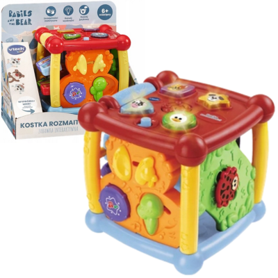 61983 VTECH KOSTKA ROZMAITOŚCI ZABAWKA INTERAKTYWNA BOBASKI I MIŚ