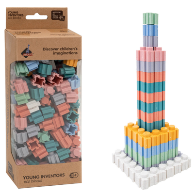 123615 EKO KLOCKI MAŁYCH GENIUSZY KOSTKI PASTELOWE 160EL ASKATO